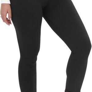 Women's Black High Waist Thermal Fleece Lined Leggings with Tummy Control, Plus